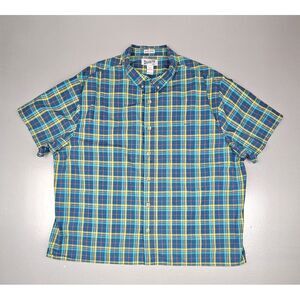 Duluth Trading Co Shirt Mens 3XL. Button Down Short Sleeve Green‎ Plaid.